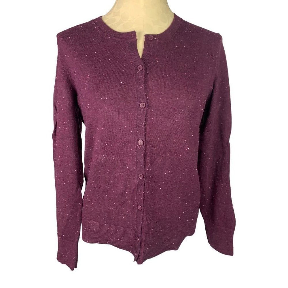Medium‎ Gap Women's Purple Speckled Cardigan Sweater Cotton Blend